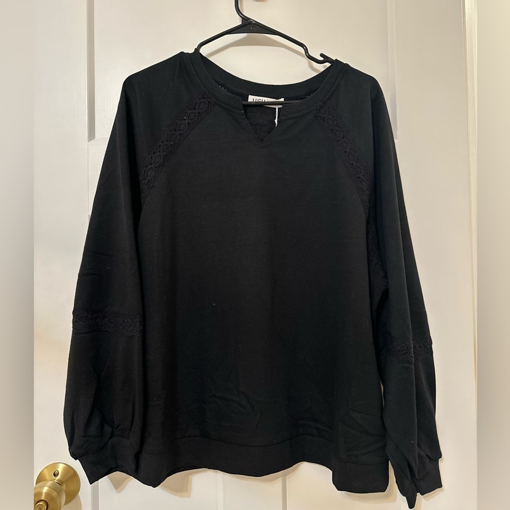 UE Black Women's Sweatshirt with Lace Accents